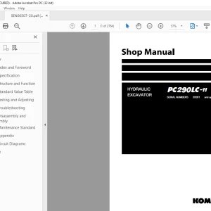 Komatsu Hydraulic Excavator PC290LC-11 Shop Manual SEN06507-20 PDF