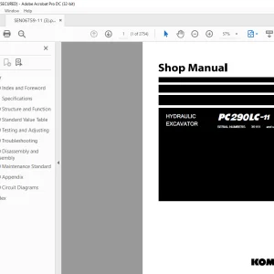 Komatsu Hydraulic Excavator PC290LC-11 Shop Manual SEN06759-11 - PDF