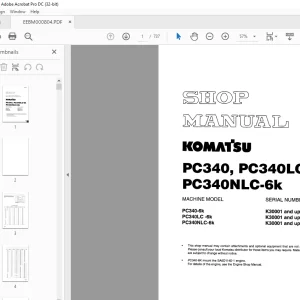 Komatsu Hydraulic Excavator PC340 PC340LC-6K PC340NLC-6K Shop Manual EEBM000804 PDF