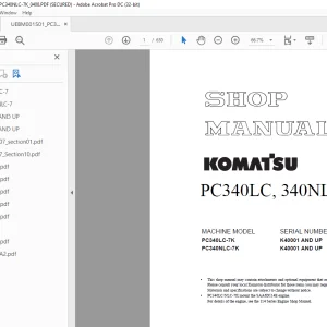Komatsu Hydraulic Excavator PC340LC-7K PC340NLC-7K Shop Manual UEBM001501 PDF