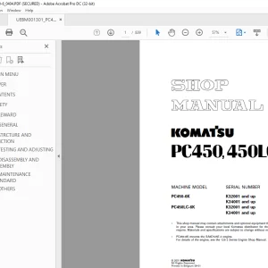 Komatsu Hydraulic Excavator PC450-6K PC450LC-6K Shop Manual UEBM001301 - PDF DOWNLOAD