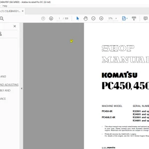 Komatsu Hydraulic Excavator PC450-6K PC450LC-6K Shop Manual UEBM001301 - PDF