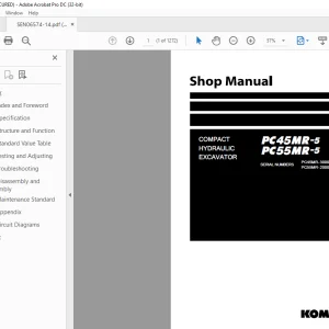 Komatsu Hydraulic Excavator PC45MR-5 PC55MR-5 Shop Manual (SEN06574-14) PDF