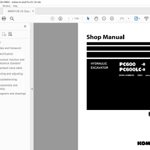 Komatsu Hydraulic Excavator PC600 -8 PC600LC-8 Shop Manual SEN00128-25 PDF