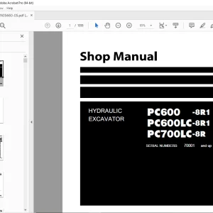 Komatsu Excavator PC600-8R1,PC600LC-8R1,PC700LC-8R Shop Manual  PDF