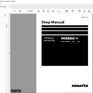 Komatsu Hydraulic Excavator PC650LC-11 Shop Manual SEN06603-07 - PDF
