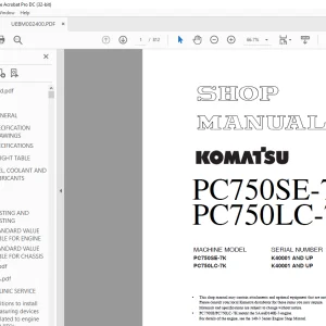Komatsu Hydraulic Excavator PC750SE-7K PC750LC-7K Shop Manual UEBM002400 PDF