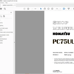 Komatsu Hydraulic Excavator PC75UU-3 Shop Manual SEBM016404 - PDF DOWNLOAD