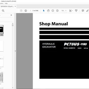 Komatsu Hydraulic Excavator PC78US-11E0 Shop Manual SEN06854-08 PDF