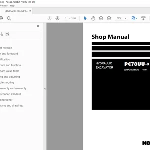 Komatsu Hydraulic Excavator PC78UU-8 Shop Manual SEN05205-08 PDF