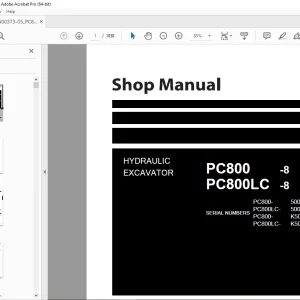 Komatsu Hydraulic Excavator PC800-8,PC800LC-8 Shop Manual UEN00373-05 PDF