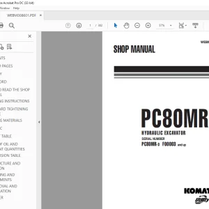 Komatsu Hydraulic Excavator PC80MR-3 Shop Manual WEBM008601 PDF