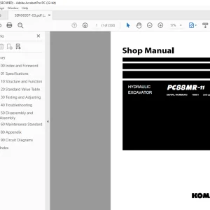 Komatsu Hydraulic Excavator PC88MR-11 Shop Manual SEN06937-03 PDF