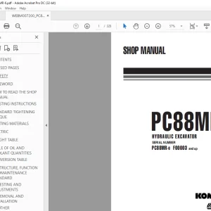 Komatsu Hydraulic Excavator PC88MR-6 Shop Manual WEBM007200 PDF