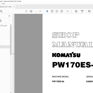Komatsu Hydraulic Excavator PW170ES-6K Shop Manual EEBM001601 PDF