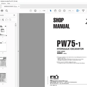 Komatsu Hydraulic Excavator PW75-1 Shop Manual WEBM000600 - PDF DOWNLOAD