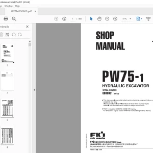 Komatsu Hydraulic Excavator PW75-1 Shop Manual WEBM000600 - PDF
