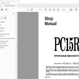 Komatsu PC15-R-8 Hydraulic Excavator Shop Manual WEBM002800  - PDF DOWNLOAD