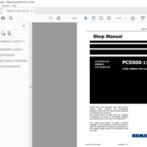 Komatsu Hydraulic Mining Excavator PC5500-11 T2 Shop Manual PDF