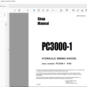 Komatsu Hydraulic Mining Shovel PC3000-1 Shop Manual SMPC30006182 - PDF