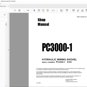 Komatsu Hydraulic Mining Shovel PC3000-1 Shop Manual SMPC30006194 PDF