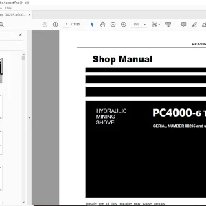Komatsu Hydraulic Mining Shovel PC4000-6 T2 Shop Manual 08205 PDF