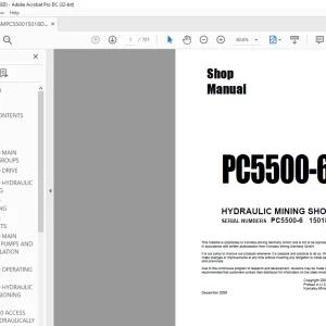 Komatsu Hydraulic Mining Shovel PC5500-6 PC5500-6 Shop Manual SEBM018000 PDF