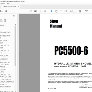 Komatsu Hydraulic Mining Shovel PC5500-6 Shop Manual SMPC550015038 PDF