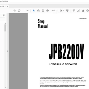Komatsu JPB2200V Hydraulic Breaker Shop Manual CEBM004000 - PDF DOWNLOAD