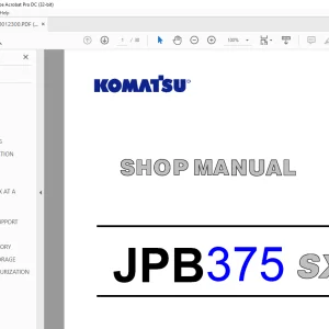 Komatsu JPB375 SX Hydraulic Breaker Shop Manual CEBM012300 - PDF DOWNLOAD