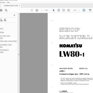 Komatsu LW80-1 Rough Terrain Crane Shop Manual SEBM003801 PDF