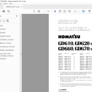 Komatsu MOTOR GRADER GD610, GD620, GD660, GD670 Series Shop Manual PDF