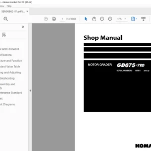 Komatsu MOTOR GRADER GD675-7E0 Shop Manual SEN06962-01 PDF