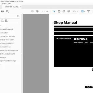 Komatsu MOTOR GRADER  GD705-5 Shop Manual SEN06489-10 PDF