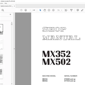 Komatsu MX352,MX502 Hydraulic Excavator Shop Manual SEBM035400 PDF