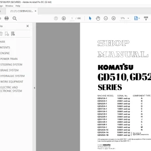 Komatsu Motor Grader GD510 GD520 Series Shop Manual SEBMG5250108 - PDF DOWNLOAD