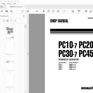 Komatsu PC10-7 PC20-7 PC30-7 PC45-1 Hydraulic Excavator Shop Manual WEBMPC1000
