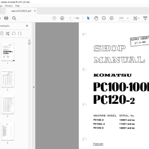 Komatsu PC100 100L-2 PC120-2 Shop Manual SEBM0202B03 - PDF DOWNLOAD