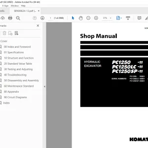 Komatsu PC1250-11 PC1250LC-11 PC1250SP-11 Excavator Shop Manual SEN06624-12 PDF