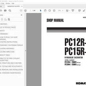 Komatsu PC12R-8 PC15R-8 Excavator Shop Manual WEBM000100 PDF