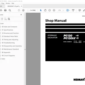 Komatsu PC130-11 PC130LC-11 Hydraulic Excavator Shop Manual SEN06947-03 PDF