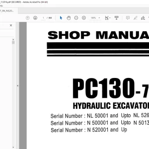 Komatsu PC130-7 Hydraulic Excavator Shop Manual PDF