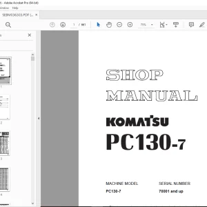 Komatsu PC130-7 Hydraulic Excavator Shop Manual SEBM036303 PDF DOWNLOAD