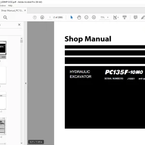 Komatsu PC135F-10M0 Hydraulic Excavator Shop Manual LEBMP13X02 PDF