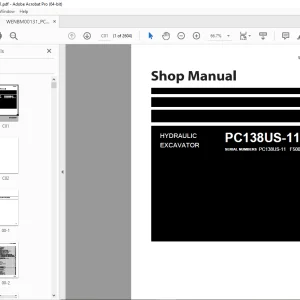 Komatsu PC138US-11 Hydraulic Excavator Shop Manual WENBM00131 PDF