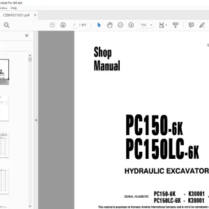 Komatsu PC150-6K PC150LC-6K Hydraulic Excavator Shop Manual CEBM001601