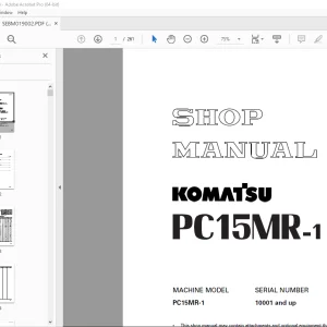 Komatsu PC15MR-1 Hydraulic Excavator Shop Manual SEBM019002 PDF