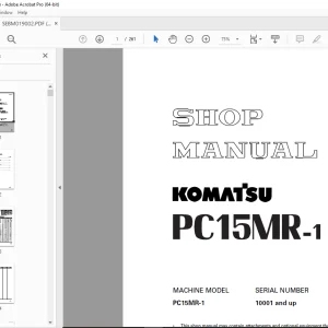 Komatsu PC15MR-1 Hydraulic Excavator Shop Manual SEBM019002 PDF DOWNLOAD
