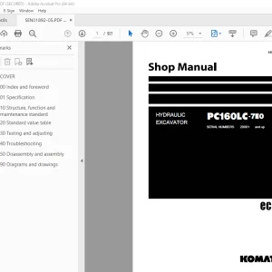 Komatsu PC160LC-7E0 Hydraulic Excavator Shop Manual SEN01892-05 PDF