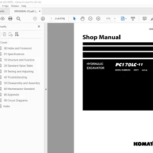 Komatsu PC170LC-11 Hydraulic Excavator Shop Manual SEN06806-05 PDF